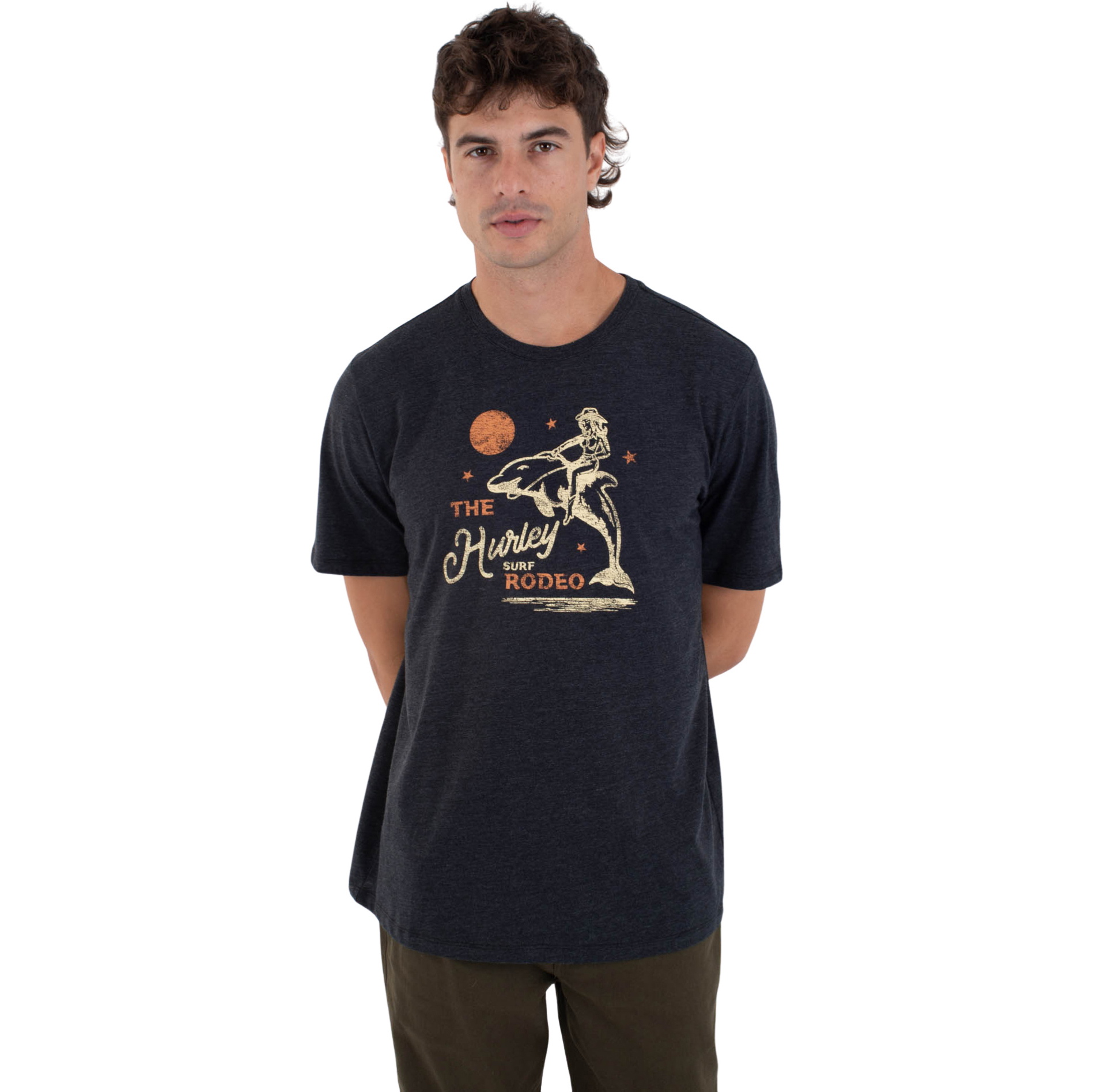 2026 Hurley Mens Ocean Rodeo Slub Short Sleeve Tee HFA25MMTS04315 - Black Heather